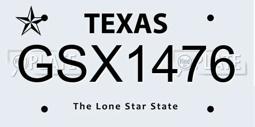 GSX1476 Texas License Plate