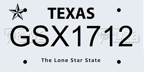 GSX1712 Texas License Plate
