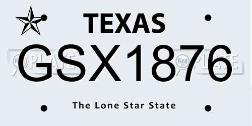 GSX1876 Texas License Plate