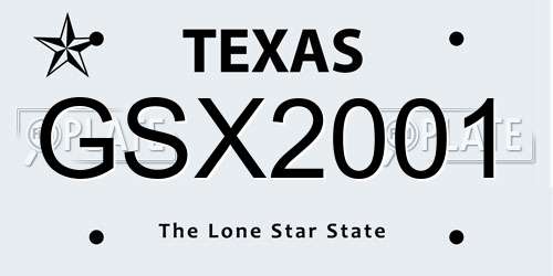 GSX2001 Texas License Plate