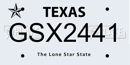 GSX2441 Texas License Plate