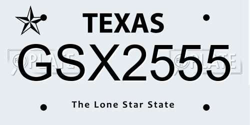 GSX2555 Texas License Plate