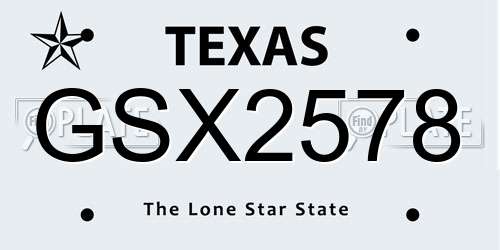 GSX2578 Texas License Plate