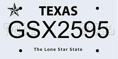 GSX2595 Texas License Plate