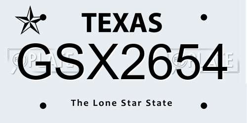 GSX2654 Texas License Plate