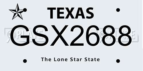 GSX2688 Texas License Plate