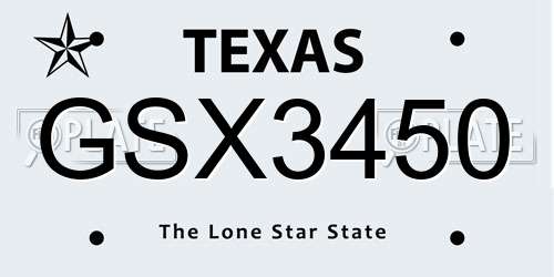 GSX3450 Texas License Plate