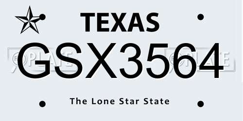 GSX3564 Texas License Plate