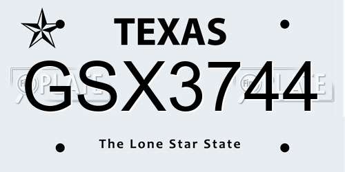 GSX3744 Texas License Plate