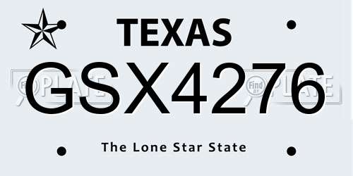 GSX4276 Texas License Plate