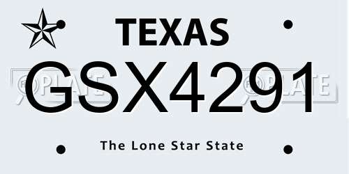GSX4291 Texas License Plate