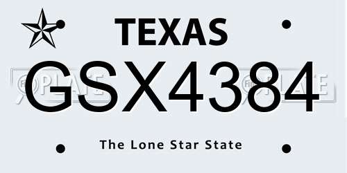 GSX4384 Texas License Plate