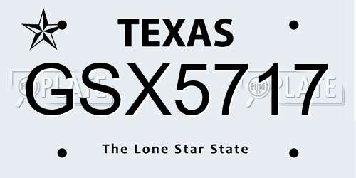 GSX5717 Texas License Plate