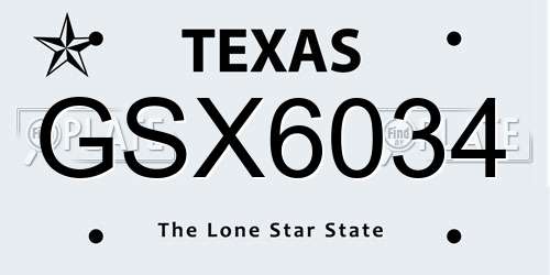 GSX6034 Texas License Plate