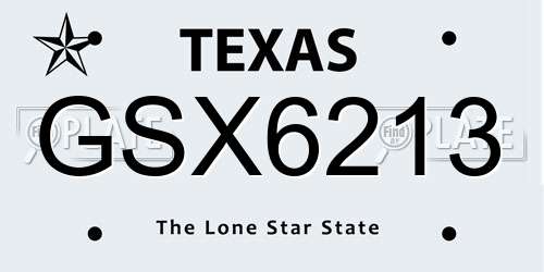 GSX6213 Texas License Plate