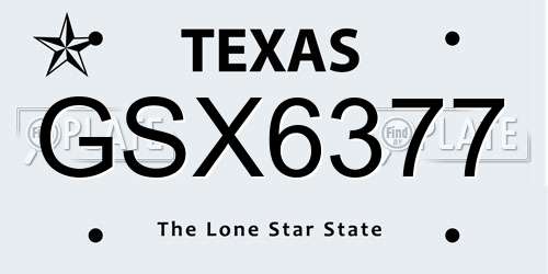 GSX6377 Texas License Plate
