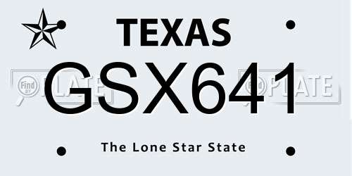 GSX641 Texas License Plate