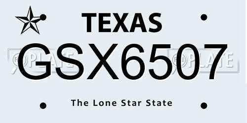 GSX6507 Texas License Plate