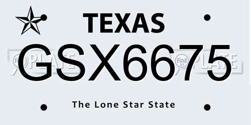 GSX6675 Texas License Plate