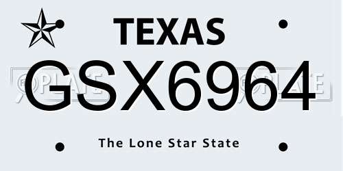 GSX6964 Texas License Plate