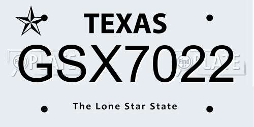 GSX7022 Texas License Plate