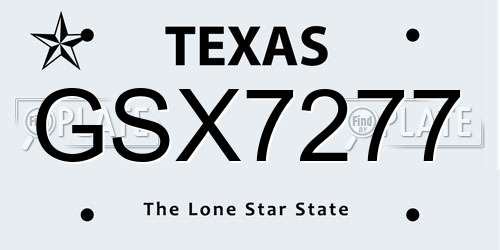 GSX7277 Texas License Plate