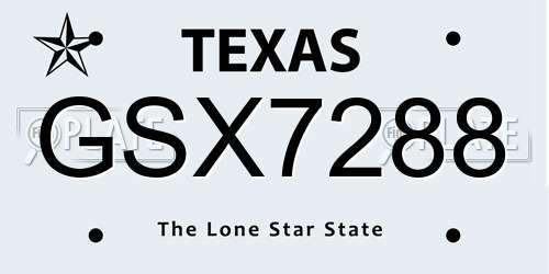 GSX7288 Texas License Plate