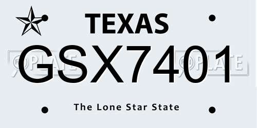 GSX7401 Texas License Plate