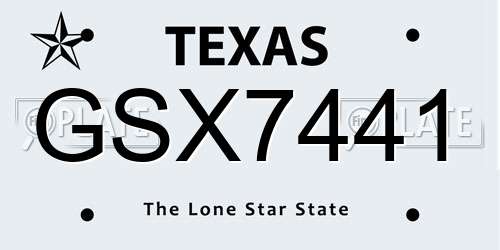GSX7441 Texas License Plate