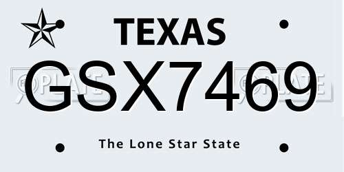 GSX7469 Texas License Plate