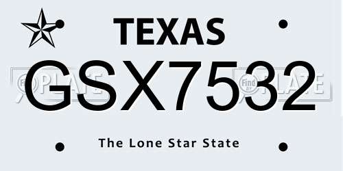 GSX7532 Texas License Plate