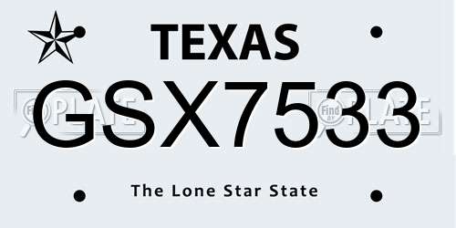 GSX7533 Texas License Plate