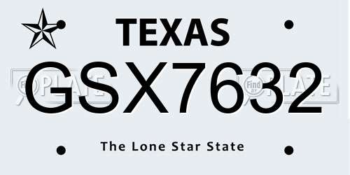GSX7632 Texas License Plate