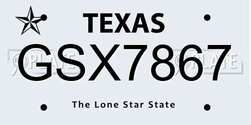 GSX7867 Texas License Plate
