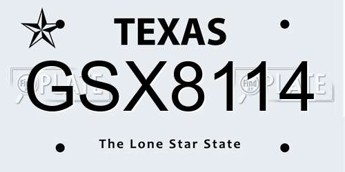 GSX8114 Texas License Plate