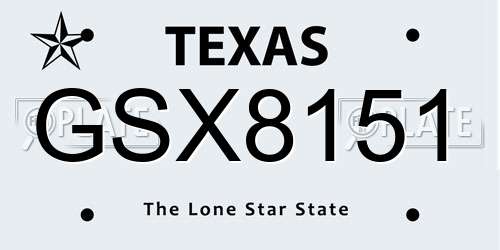 GSX8151 Texas License Plate