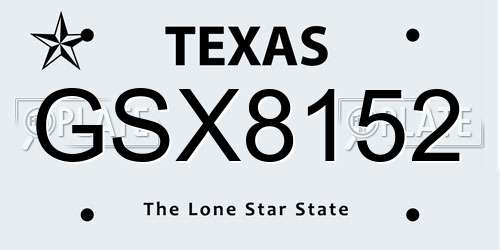 GSX8152 Texas License Plate