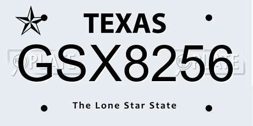 GSX8256 Texas License Plate