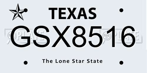 GSX8516 Texas License Plate