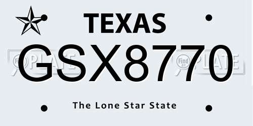 GSX8770 Texas License Plate