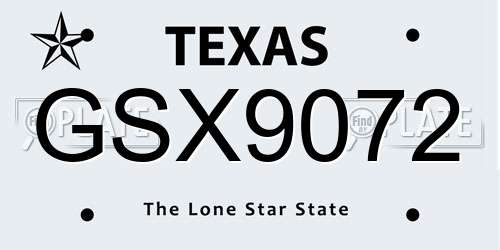 GSX9072 Texas License Plate