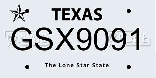 GSX9091 Texas License Plate