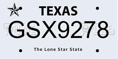 GSX9278 Texas License Plate