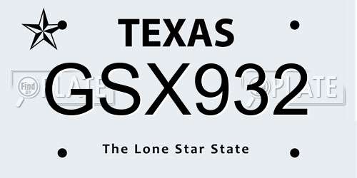 GSX932 Texas License Plate