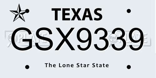 GSX9339 Texas License Plate