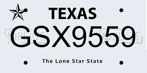 GSX9559 Texas License Plate