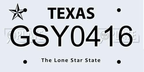 GSY0416 Texas License Plate