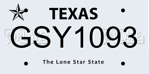 GSY1093 Texas License Plate