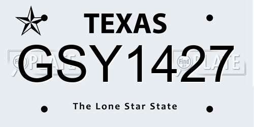 GSY1427 Texas License Plate