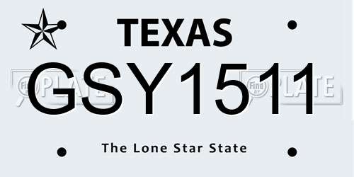 GSY1511 Texas License Plate